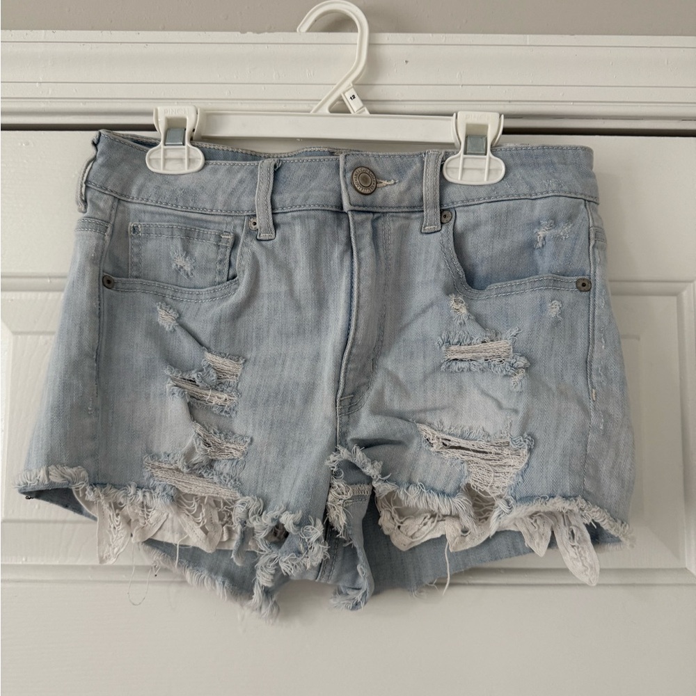 American Eagle Distressed Light Blue Denim Shorts
